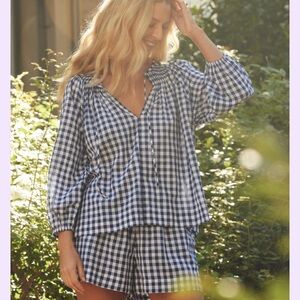 ISO: LAKE Hammock Shorts Set In Navy Gingham Women